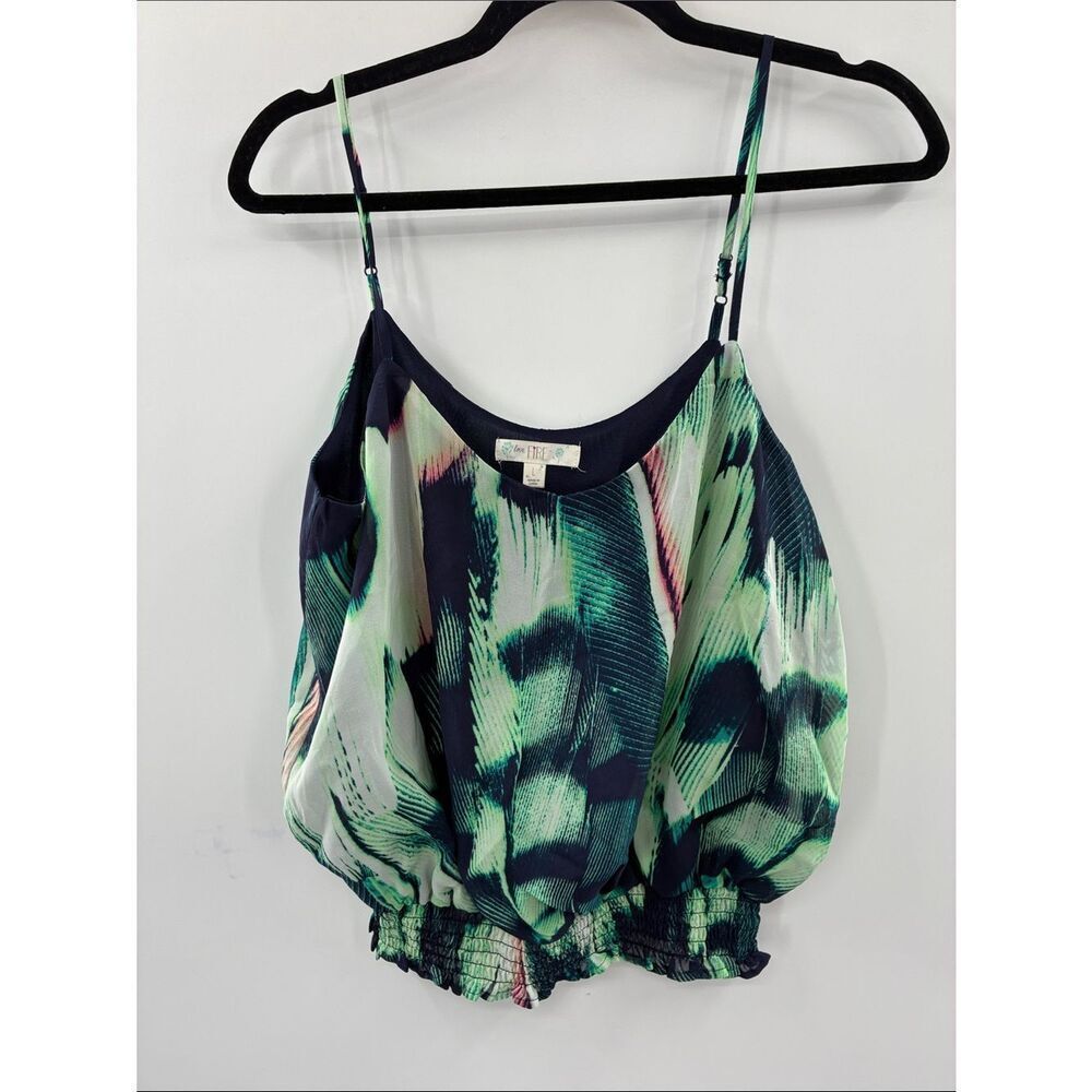 3For$20 love Fire Green and Navy Abstract Print Spaghetti Strap Camisole Size: M